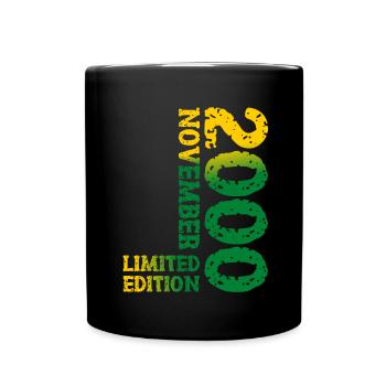 2000 November Limited Edition 23. Geburtstag Deko - Tasse einfarbig - Schwarz - Vorne