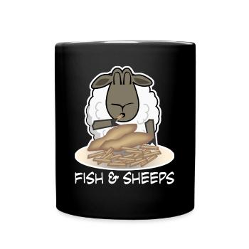 Sheep eats Fish and Chips Shepherd - Tasse einfarbig - Schwarz - Vorne