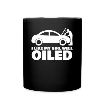 Mechanic Workshop Joke Car Oil - Full Colour Mug - black - Front