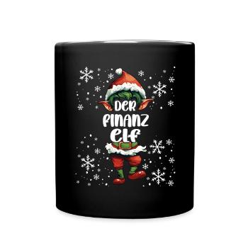Weihnachtsoutfit Finanz Elf Wichtel - Tasse einfarbig - Schwarz - Vorne