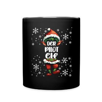 Weihnachtsoutfit Pilot Elf Wichtel - Tasse einfarbig - Schwarz - Vorne