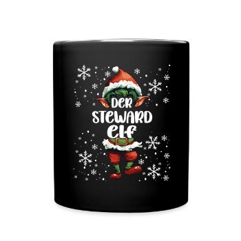 Weihnachtsoutfit Steward Elf Wichtel - Tasse einfarbig - Schwarz - Vorne