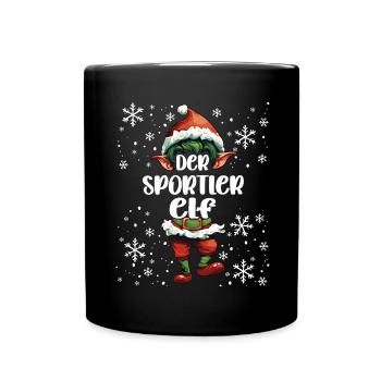 Weihnachtsoutfit Sportler Elf Wichtel - Tasse einfarbig - Schwarz - Vorne