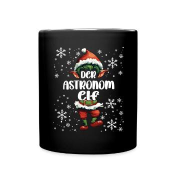 Weihnachtsoutfit Astronom Elf Wichtel - Tasse einfarbig - Schwarz - Vorne
