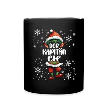 Weihnachtsoutfit Kapitän Elf Wichtel - Tasse einfarbig - Schwarz - Vorne