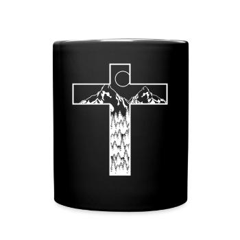 Mountains Cross Jesus Christ - Full Colour Mug - black - Front