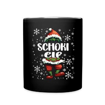 Weihnachtsoutfit Schoki Elf - Tasse einfarbig - Schwarz - Vorne