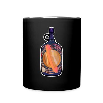 Planet Saturn in a Bottle - Tasse einfarbig - Schwarz - Vorne