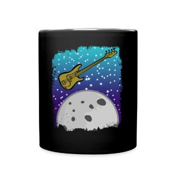 Guitare basse avec lune dans l’espace - Mug uni - noir - Devant