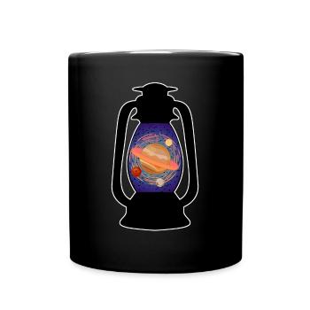 Planets and Space in Camping Light - Tasse einfarbig - Schwarz - Vorne
