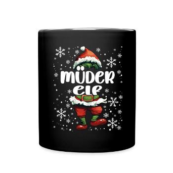 Weihnachtsoutfit Müder Elf - Tasse einfarbig - Schwarz - Vorne