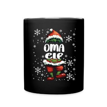 Weihnachtsoutfit Oma Elf - Tasse einfarbig - Schwarz - Vorne