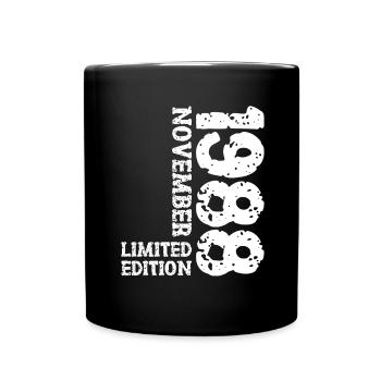 1988 November Limited Edition 35. Geburtstag Deko - Tasse einfarbig - Schwarz - Vorne