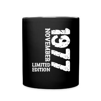 1977 November Limited Edition 46. Geburtstag Deko - Tasse einfarbig - Schwarz - Vorne