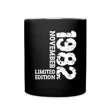 1982 November Limited Edition 41. Geburtstag Deko - Tasse einfarbig - Schwarz - Vorne