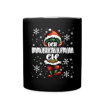 Weihnachtsoutfit Immobilienkaufmann Elf - Tasse einfarbig - Schwarz - Vorne