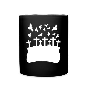 Raven Crow Grave Yard Cemetery Crows - Full Colour Mug - black - Front