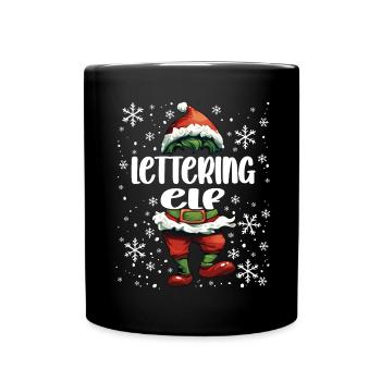 Weihnachtsoutfit Lettering Elf - Tasse einfarbig - Schwarz - Vorne