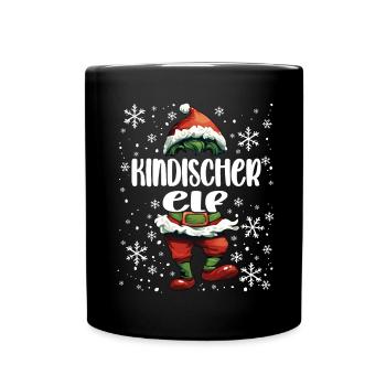 Weihnachtsoutfit Kindischer Elf - Tasse einfarbig - Schwarz - Vorne