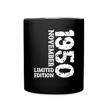 1950 November Limited Edition 73. Geburtstag Deko - Tasse einfarbig - Schwarz - Vorne