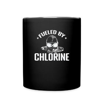 Fueled by Chlorine Schwimmen Sport Training - Tasse einfarbig - Schwarz - Vorne