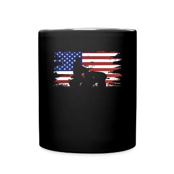 Tondeuse de course drôle Drapeau américain - Mug uni - noir - Devant