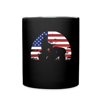 Tondeuse de course drôle Drapeau américain - Mug uni - noir - Devant