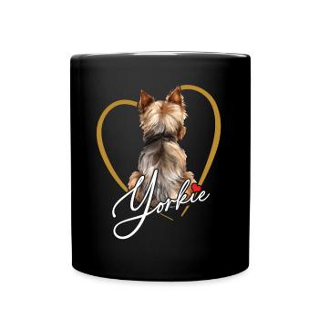 Yorkshire Terrier Puppy Yorkie in Heart Frame - Full Colour Mug - black - Front
