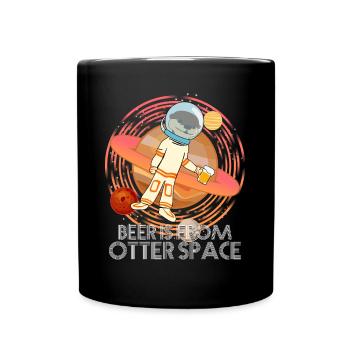 Otter in Space with Beer - Tasse einfarbig - Schwarz - Vorne