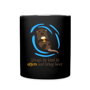 Beer and Otters Otter - Tasse einfarbig - Schwarz - Vorne