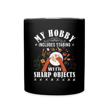 La couture croisée, mon passe-temps est la couture - Mug uni - noir - Devant