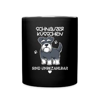 Schnauzer Küsschen sind unbezahlbar - Tasse einfarbig - Schwarz - Vorne