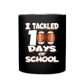 100. Tag Des Schulfußballkostüms 100 Schultage - Tasse einfarbig - Schwarz - Vorne