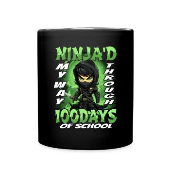100th Day of School Ninja Costume 100 Days of School - Full Colour Mug - black - Front
