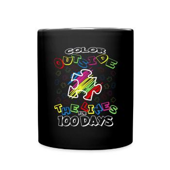 100. Tag Des Schulpuzzle Kostüm 100 Schultage - Tasse einfarbig - Schwarz - Vorne