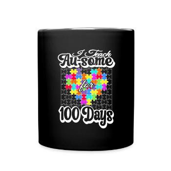 100. Tag Des Schulpuzzle Herzkostüm 100 Tage - Tasse einfarbig - Schwarz - Vorne