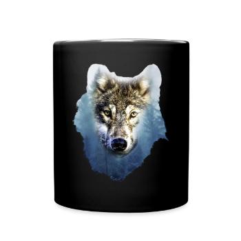 Wolf - Tasse einfarbig - Schwarz - Vorne