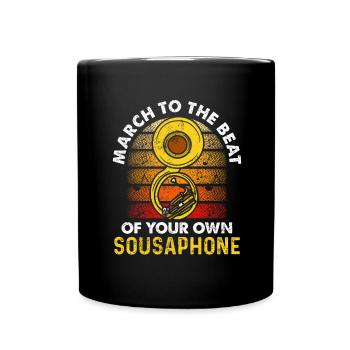 Funny Sousaphone Brass Band Player Marschband - Tasse einfarbig - Schwarz - Vorne