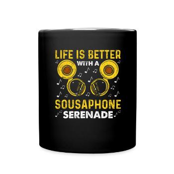 Funny Sousaphone Brass Band Player Marching Band - Full Colour Mug - black - Front