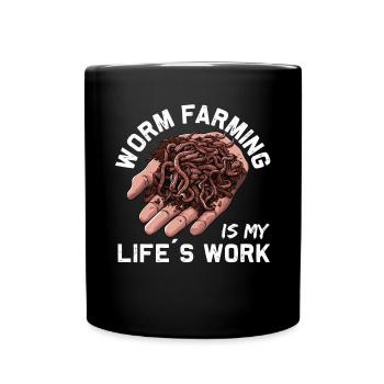Earthworm -Handworm -Farmer -Worm - Full Colour Mug - black - Front