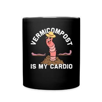 Funny Earthworm Composting Worm Farmer - Full Colour Mug - black - Front