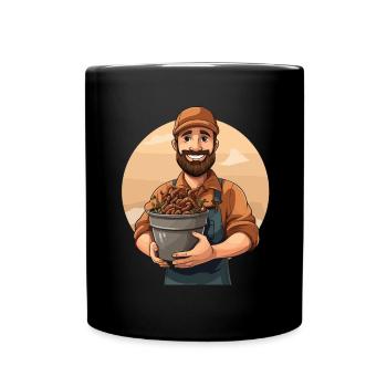 Earthworm -Handworm -Farmer -Worm - Full Colour Mug - black - Front