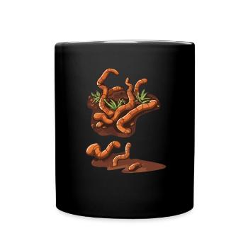 Earthworm Vermicompost Worm Farmer's Worm - Full Colour Mug - black - Front