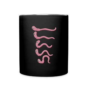 Funny Earthworm Composting Worm Farmer - Full Colour Mug - black - Front