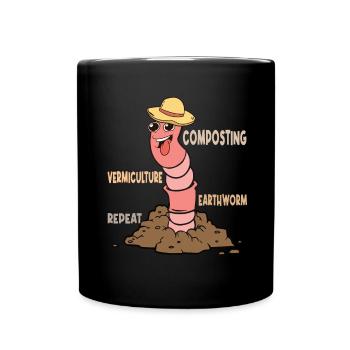 Jardin de ver de terre, ver de lombriculture, ver fermier - Mug uni - noir - Devant