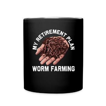 Earthworm Hand Worm Farmer Pension Plan Worm - Full Colour Mug - black - Front