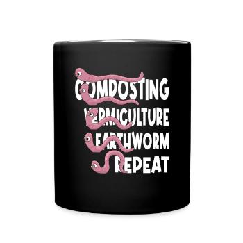 Jardin de ver de terre, ver de lombriculture, ver fermier - Mug uni - noir - Devant