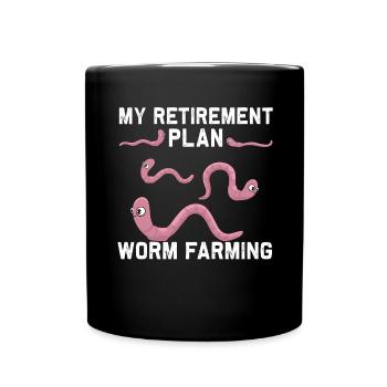 Worm Farming Worm Worm Farmer Pension Plan - Full Colour Mug - black - Front