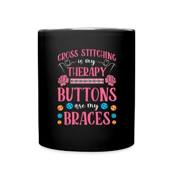 Point de broderie amusant au point de croix - Mug uni - noir - Devant