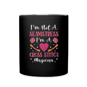 Point de broderie amusant au point de croix - Mug uni - noir - Devant
